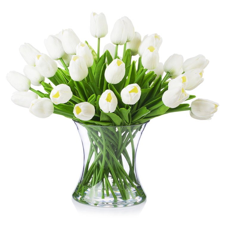 Primrue Real Touch Tulip Floral Arrangement in Vase & Reviews Wayfair